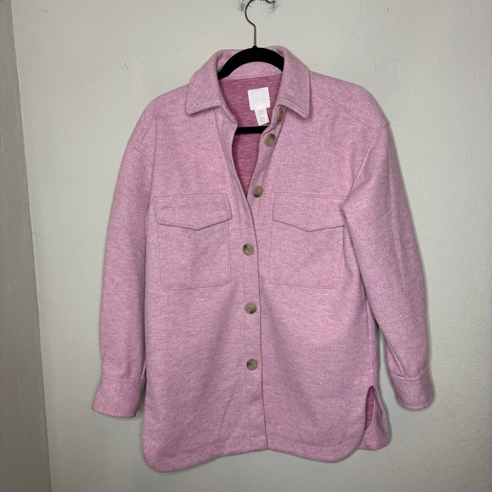 H&M Light Pink Button-Up Shacket Jacket Size XS - Picture 1 of 6